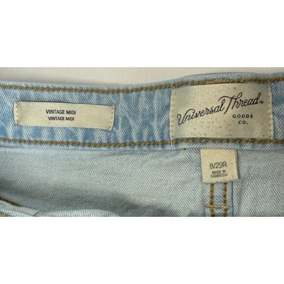 Universal Thread Vintage Midi Cuff Off Jeans Shorts 8/29 Light Wash High Rise - Picture 9 of 10